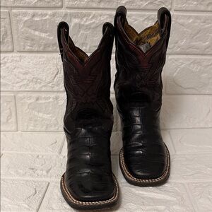 Kids boys Black Western Boot alligator print